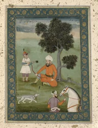 Un noble transoxoniano sentado bajo un árbol, del Gran Álbum Clive, c.1765